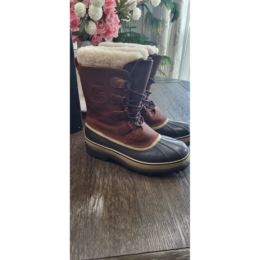 Sorel Caribou Men's Waterproof Winter Boots Size 9 Tobacco Brown Rated -40F New - Picture 7 of 16